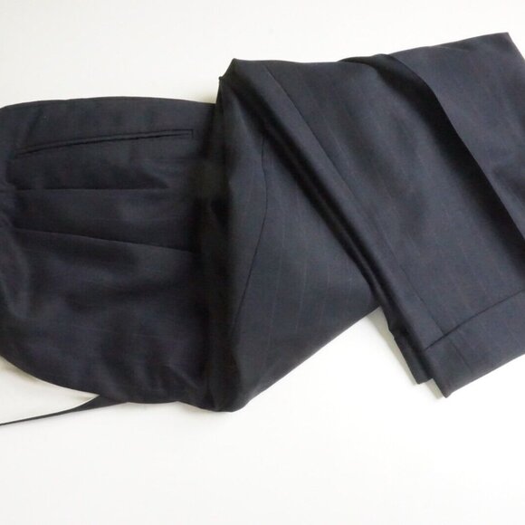 Ermenegildo Zegna Trofeo Navy Striped 100% Wool 2 Pc Suit Jacket Pants Sz 44S - Picture 12 of 13